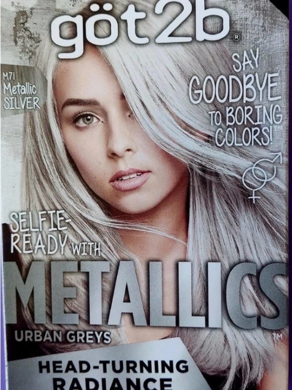 Schwarzkopf Got2b Metallics Permanent Hair Dye Color # M71 Metallic Silver color